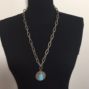 American Eagle Metal Blue Crystal Pendant Necklace